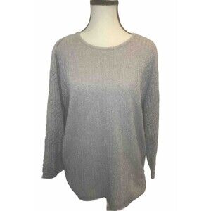 VTG Women’s Alfred Dunner SILVER SPARKLY Long Patterned Sleeve Sweater Large NWT